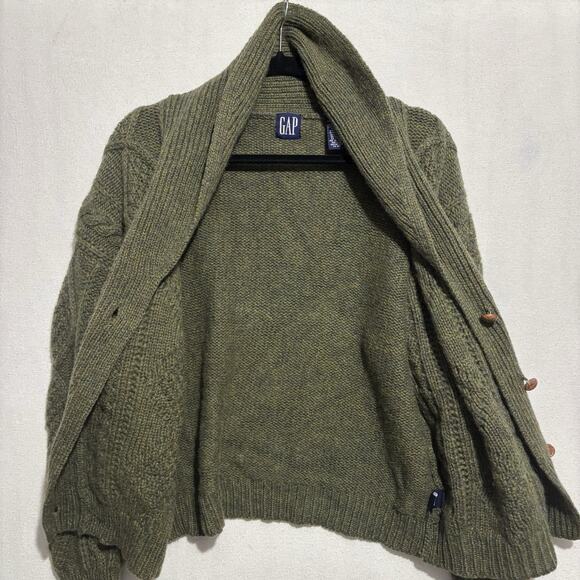 VTG Gap Wool Cardigan Sweater Women’s M Y2K Shetland Cable Knit Academia READ - Picture 10 of 10